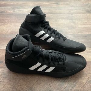 Men's Black & WhiteAdidas HVC Wrestling ShoesModel #AQ3325 Size 15
